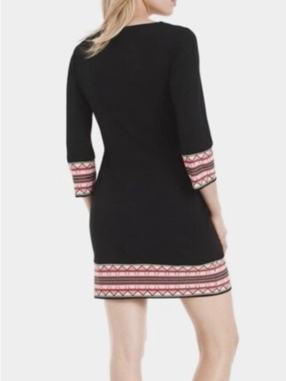 White House Black Market Black Dress with Embroidered V-Neckline - Picture 9 of 12